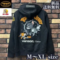 【TOM&JERRYコラボ】裏ファー起毛ボンディングパーカー ZIPパーカー VANSON バンソン トム&ジェリー トムジェリ バイク バイカー アメカジ ユニセックス 刺繍 ワッペン アウター TJV-2535 ブラック 新品 未使用 正規品 送料無料のサムネイル