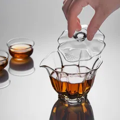 ミニ急須 耐熱ガラス 蓋碗 満水容量190ml ティーポット 蓋付き湯呑み 一人用 茶こし一体型蓋付き 緑茶 電子レンジ対応 来客用 M250315-40