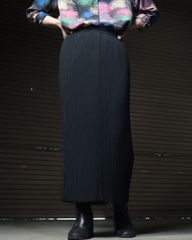 randam pleats maxi straight skirt black ランダム プリーツ マキシ丈 ストレート シルエット ロング スカート 黒 ブラック 90s 00s