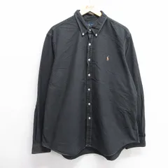 XL/古着 ラルフローレン 長袖 ブランド シャツ メンズ ワンポイントロゴ 大きいサイズ コットン ボタンダウン 黒 ブラック 25jun11 中古 ト