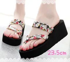 サンダル 花柄 浴衣 ビーチサンダル 厚底 ウェッジソール 23.5cm