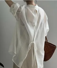 シアーカーディガン 日焼け止め シアーシャツ バックスリット レディース 夏 透け感 長袖シャツ ライトアウター バックリボン付きyanshuang10