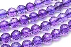 アメジスト 128面カット 合成水晶 8mm １連（約３８ｃｍ） パワーストーン 天然石 _R5370-8