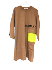 N1092.  ミルクフェド・CUPCAKEシリーズ・ネオンポケットTワンピース・ベージュ　M / ミルクフェド