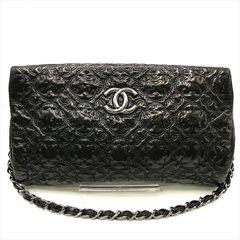 美品 CHANEL シャネル ココマーク カメリア ナイロン クラッチ セカンド バッグ ブラック ポーチ 小物入れ レディース db7