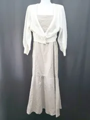 ◇ ⊂ ナチュラルクチュール アンサンブル ワンピース ニット カーディガン サイズM アイボリー ベージュ系 レディース E  【1507160014575】