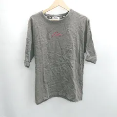 ◇ ⊂ FILA フィラ ロゴ刺繍 半袖 Tシャツ サイズM グレー メンズ E  【1502060042062】