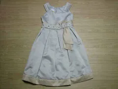 フォーマル ワンピース ワンピ 子供服 女の子 女児 8歳 約 120cm グレー ノースリーブ リボン ★4 発表会 ドレス パーティー キッズ 【中古】 ユーズド アウトレット