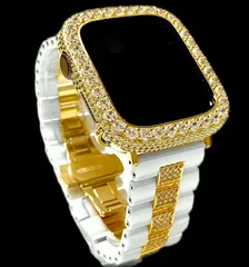 大粒×ゴールドホワイト★AppleWatchカバー　ケース　キラキラ　pave&高級ホワイトセラミックランウェイ　セラミックバンド　ベルト
45mm 44mm 42mm 41mm  38mmのサムネイル