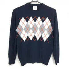 キャロウェイ セーター ネイビー×白 胸元アーガイル柄 カシミヤ混 ニット  レディース M ゴルフウェア Callaway
