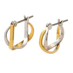 【ミックスゴールド×ピアス】[Cream dot. クリームドット公式] ピアス レディース  フープ 低アレルギー キャッチレス クロス バイカラー コンビカラー 大人 上品 エレガント カジュアル 