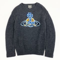 46e9 Vivienne Westwood MAN ヴィヴィアンウエストウッド メン ORB オーブ ラフリーニット ニットセーター サイズ44 グレー メンズ トップス WATERCOLOR ORB