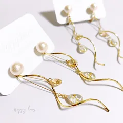 コットンパールとスワロフスキーのイヤリング・ピアス