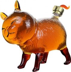 ウイスキーデキャンター 鉛フリーガラスキャットウイスキーボトル 750ML酒デキャンター 密封されたワインストッパー付き ウイスキー