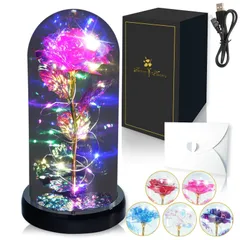 【人気商品】枯れない花 フラワーライト 【笑顔咲ク 光る花 】造花 バラ ForeverFlowers 結婚記念日 プレゼント 妻 彼女 バレンタイン ホワイトデー 誕生日 母の日 クリスマス [ピンク オーロラライト USB電池両用]
