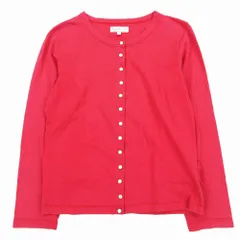 アニエスベー agnes b スナップボタン カーディガン クルーネック 長袖 コットン カットソー トップス 2 M レッド ur72