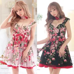 ２カラー  [AOC 3173] 【an/アン】フラワーレース/ リボン/アクセサリー/ 半袖/オフショルダー/ フレア/ ミニドレス / キャバドレス/ ナイトドレス