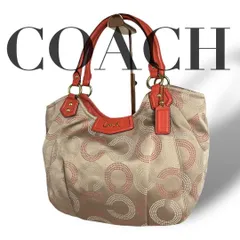 美品 4993 COACH コーチ ハンドバッグ シグネチャー柄 ベージュ