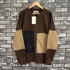 【新品　未使用　タグ付き】　切り替えニットカーディガン　メンズ　トップス　アウター　カーディガン　ニット　長袖　Mサイズ　ブラウン