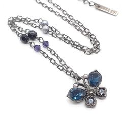 ANNA SUI アナスイ ネックレス 蝶 パピヨン バタフライモチーフ ブルー ビジュー ラインストーン