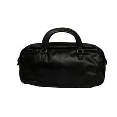 美品 希少品 ギャランティカード 保存袋付 PRADA プラダ ロゴ レザー 本革 ハンドバッグ ミニ ボストンバッグ ブラック 96574