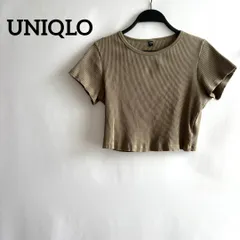 UNIQLOユニクロXL半袖リブニット無地トップスショート丈緑グリーン