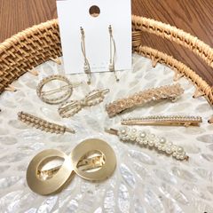 【8点】パールゴールドヘアアクセサリーまとめ売り新品韓国ファッション結婚式ピアス