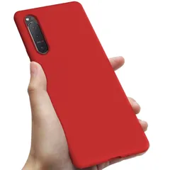 【数量限定】赤 スマホケース 防止 指紋 0108-XP5III-03 ストラップホール ケース ケース ワイヤレス充電 カメラ保護 TPU カバー SO-53B/SOG05 スリム 薄型 耐衝撃 シリコン III 5 Xperia