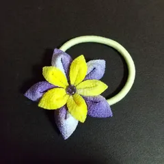 つまみ細工  ヘアゴム  紫
