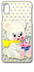 【新品未使用】iPhone XS Max アイフォンテンエスマックス クリア ハードケース ( テディベアとアイスクリーム ) くま レトロ 星 スター ドット cl-iphonexsmax-182