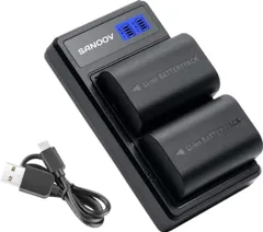【新品未使用】SANOOV LP-E6/LP-E6N互換バッテリー 2個2000mAh+LCDスマート充電器セットのサムネイル