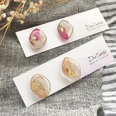 バイカラーアートクリアピアス　HandMade