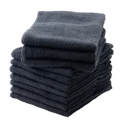 【人気商品】泉州タオル フェイスタオル 薄手(180匁) 日本製 綿100% 吸水 速乾性 業務用 同色10枚セット ブラック