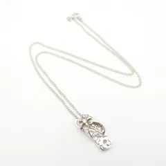 ハワイアンジュエリー プルメリア ビーチサンダル型 ネックレス シルバー925 ピンク ジルコニア アクセサリー