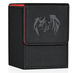 UAONO デッキケーストレーディングカードケース トレカケース 遊戯王カード用 100+デッキケース 仕切り2枚付き MTG TCG CCG対応 PUレザーカード収納ボックス コレクター用トレーディングカード対応 (黒い) 1