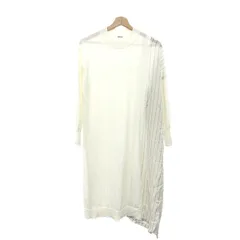 良好 ZUCCa ズッカ 長袖 ストライプ ロング デザイン切替ニット ワンピース サイズ:M  ホワイト  レディース 　240001150239