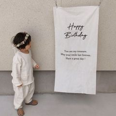 バースデー タペストリー 誕生日 壁掛け誕生日タペストリー　誕生日飾り 縦長 45×90cmタペストリー 誕生日 装飾　バースデー    写真背景  おしゃれ シンプル ナチュラル