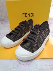 大人気🌸フェンディ・FENDI　スニーカー　ブラウン　FFロゴファブリック ロートップスニーカー　超美品　◆レディース♪メンズ◆　新品