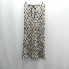 ◇ ⊇ COCODEAL ツイード柄 フリンジ装飾 ロング丈 タイト スカート サイズ2 マルチカラー レディース E  【1409240028444】