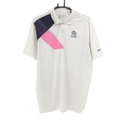 ナイキゴルフ 半袖ポロシャツ 白 右肩ピンク DRY-FIT  メンズ L ゴルフウェア NIKE