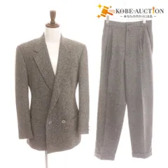 ■ ジャンニヴェルサーチ ダブルスーツ セットアップ トップス ボトムス 裾ダブル メンズ 46 S ダークグレー ハンガー付き