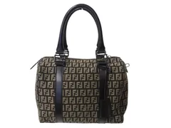 FENDI フェンディ ズッカ柄 ハンドバッグ ミニボストンバッグ型 キャンバス レザー ブラック ブラウン ベージュ 美品 中古 4b004703