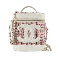 【天白】【CHANEL】シャネル バニティケース チェーンショルダー ココマーク ツイード ホワイト ゴールド金具 27番台 AS0323 ヴァニティ レディース 鞄【中古】