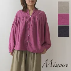 ＊【新品】【Memoire メモワール】リネン フラート リネン ブラウス(s4525-600)レディース 春 夏 秋 冬 ゆったり 体型カバー シャツ 麻 ナチュラル 服 シンプル おしゃれ コーディネート ナチュランド 人気 30代 40代 50代 60代