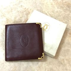 Cartier カルティエ 二つ折り 札入れ カードケース ボルドー