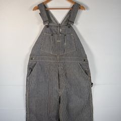 古着 70's/70年代 ヴィンテージ ストーンカッター STONE CUTTER オーバーオール ワーク デッドストック ペインター 大きいサイズ ヒッコリー 紙タグ タグ付き w42 L34  ネイビー系 メンズ