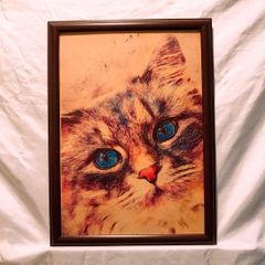 189:どアップイレブン6    猫  パロディアート  ポスター フレーム付き