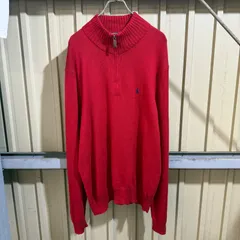446 Polo Ralph Lauren ハーフジップ コットンニット セーター L レッド