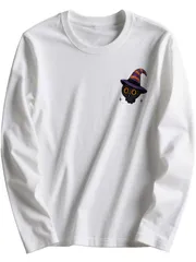 オリジナルデザイン　デザインロンティー　男女兼用　100％コットン　ハロウィンモチーフ　可愛い猫