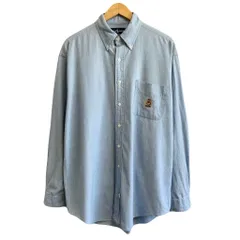 Ralph Lauren ラルフローレン シャンブレーシャツ ボタンダウンシャツ コットンシャツ ポケット付き 長袖シャツ ワンポイントロゴ 刺繍 ライトブルー 青 Lサイズ No.G812